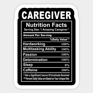 Caregiver Nutrition Facts Sticker